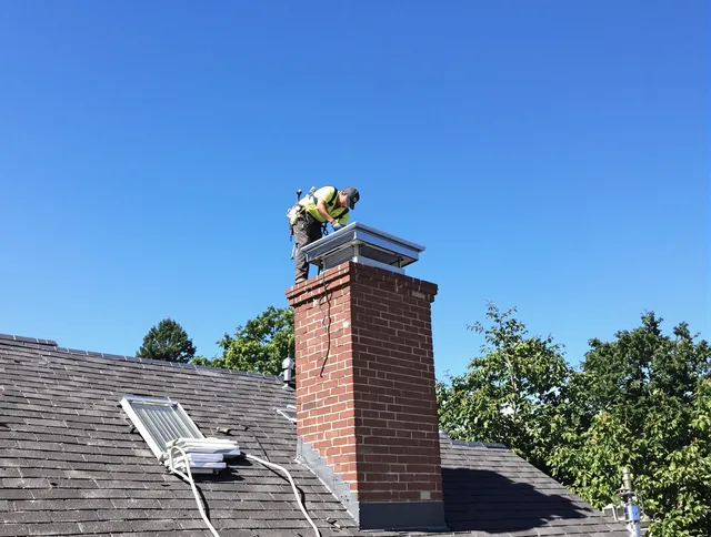 Whittier Chimney Sweep technician measuring a chimney cap in Whittier, CA