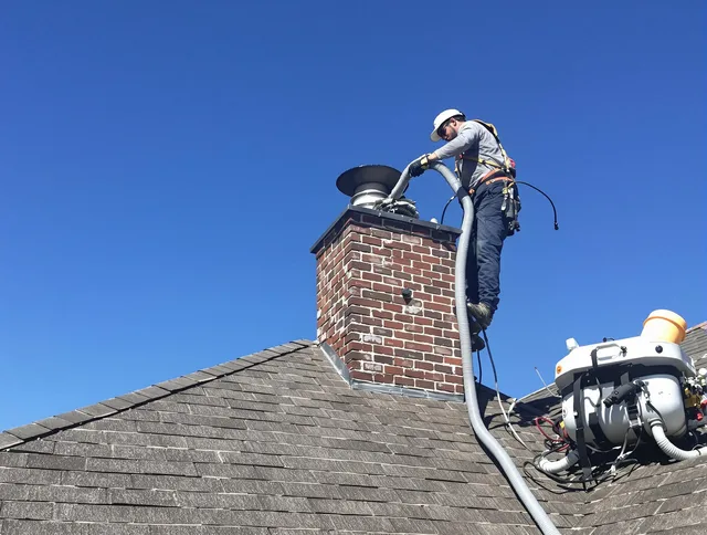 Dedicated Whittier Chimney Sweep team member cleaning a chimney in Whittier, CA
