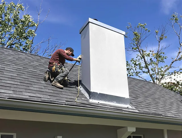 Whittier Chimney Sweep team member finishing chimney construction in Whittier, CA