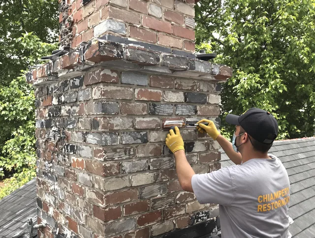 In-progress chimney restoration by Whittier Chimney Sweep in Whittier, CA