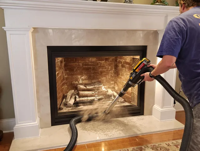 Fireplace cleaning performed by Whittier Chimney Sweep in Whittier, CA